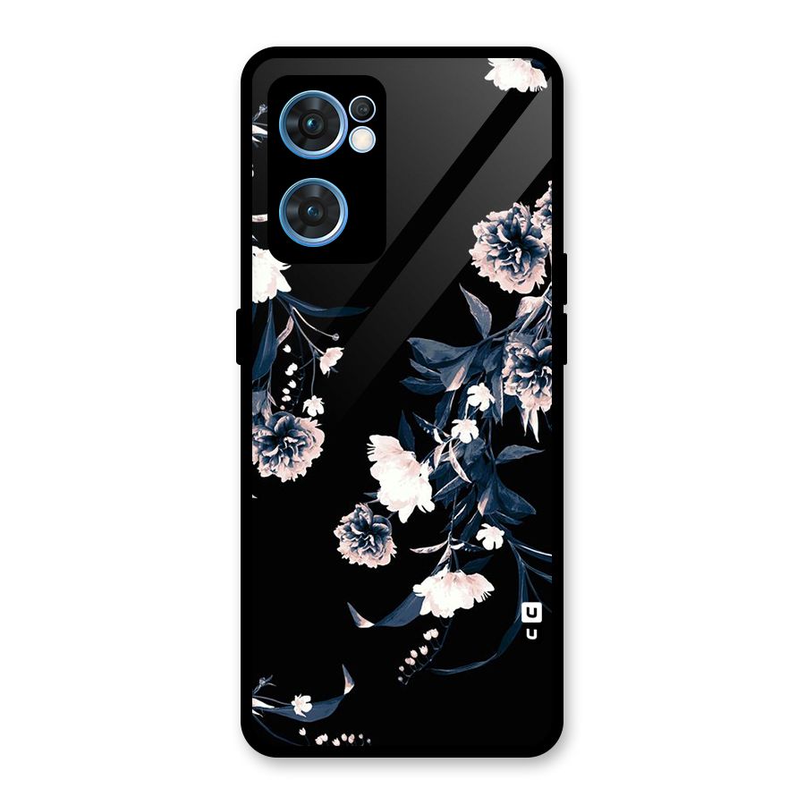 White Flora Glass Back Case for Oppo Reno7 5G