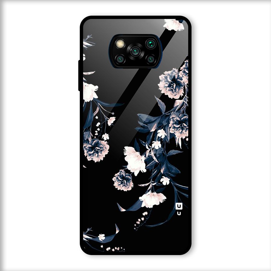 White Flora Glass Back Case for Poco X3