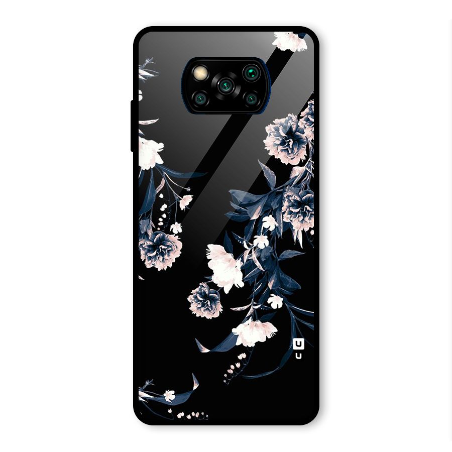 White Flora Glass Back Case for Poco X3 Pro