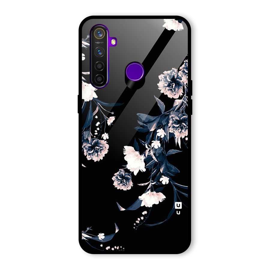 White Flora Glass Back Case for Realme 5 Pro