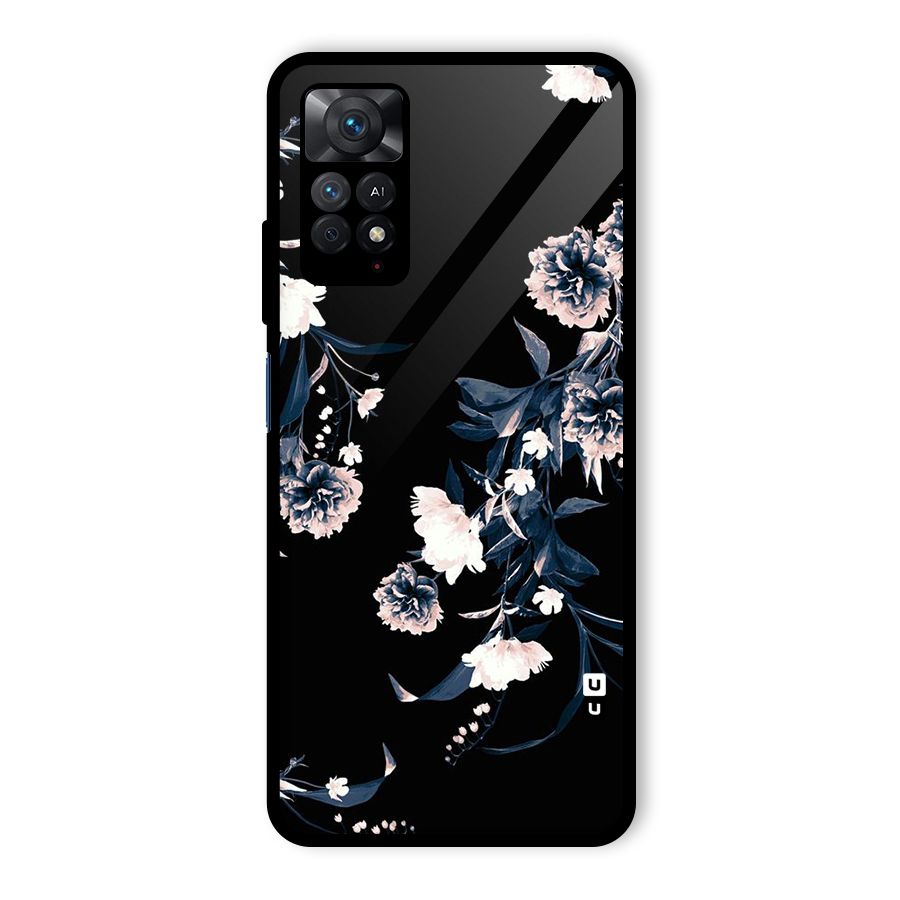 White Flora Glass Back Case for Redmi Note 11 Pro