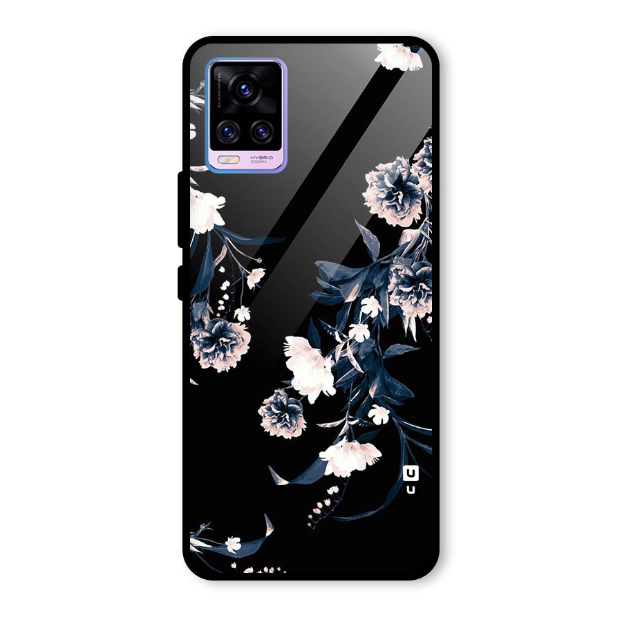 White Flora Glass Back Case for Vivo V20 Pro