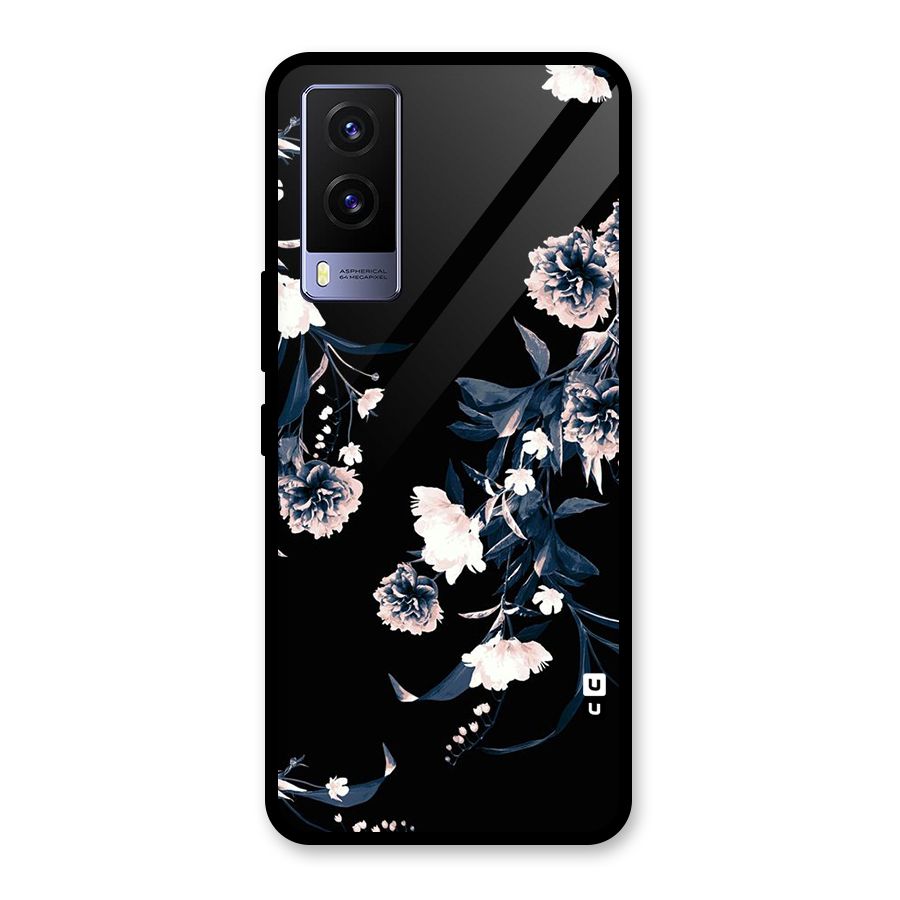 White Flora Glass Back Case for Vivo V21e 5G