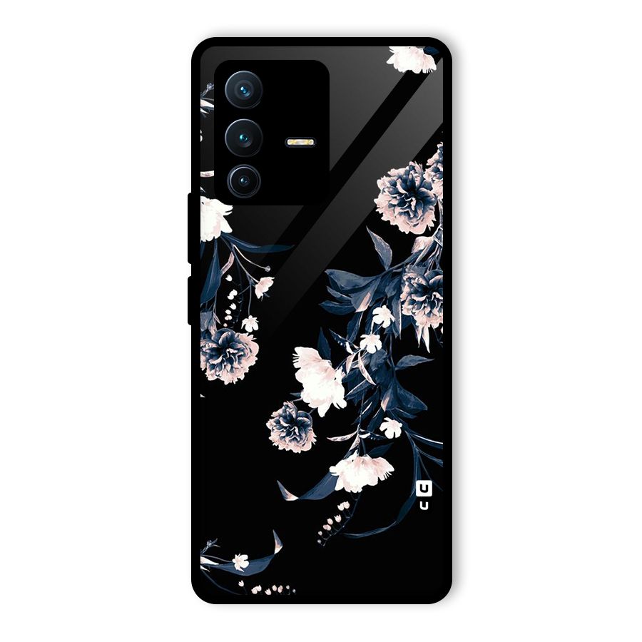 White Flora Glass Back Case for Vivo V23 Pro
