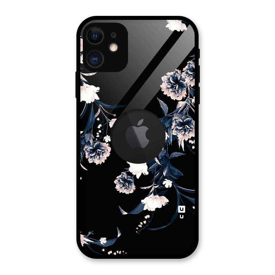 White Flora Glass Back Case for iPhone 11 Logo Cut