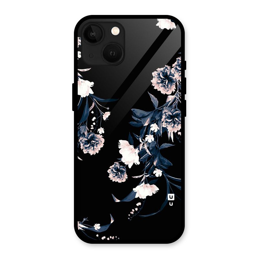 White Flora Glass Back Case for iPhone 13