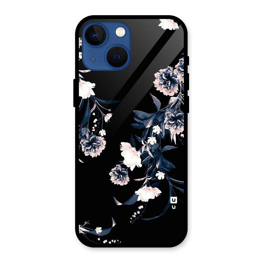 White Flora Glass Back Case for iPhone 13 Mini