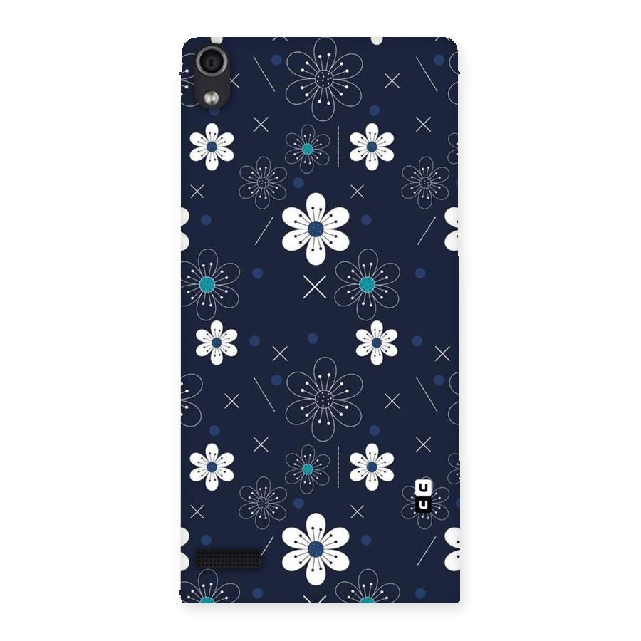 White Floral Shapes Back Case for Ascend P6