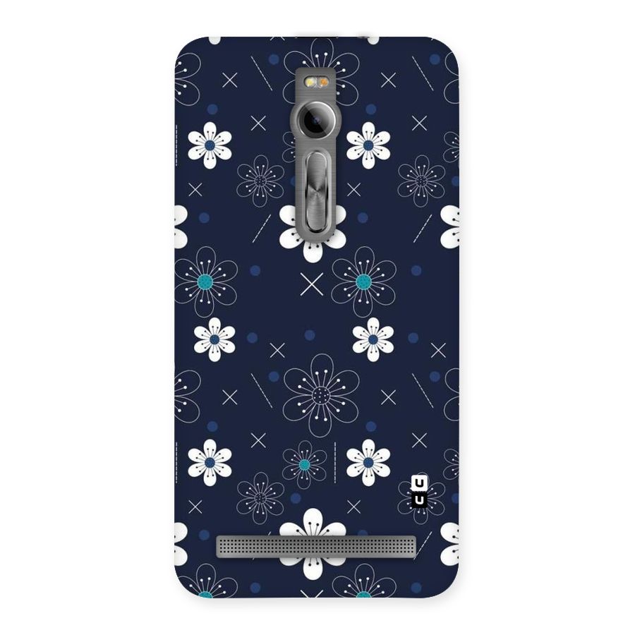 White Floral Shapes Back Case for Asus Zenfone 2