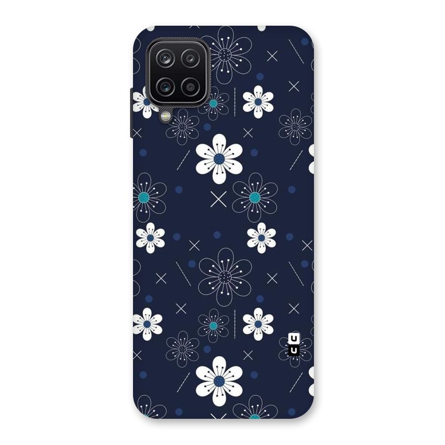 White Floral Shapes Back Case for Galaxy A12