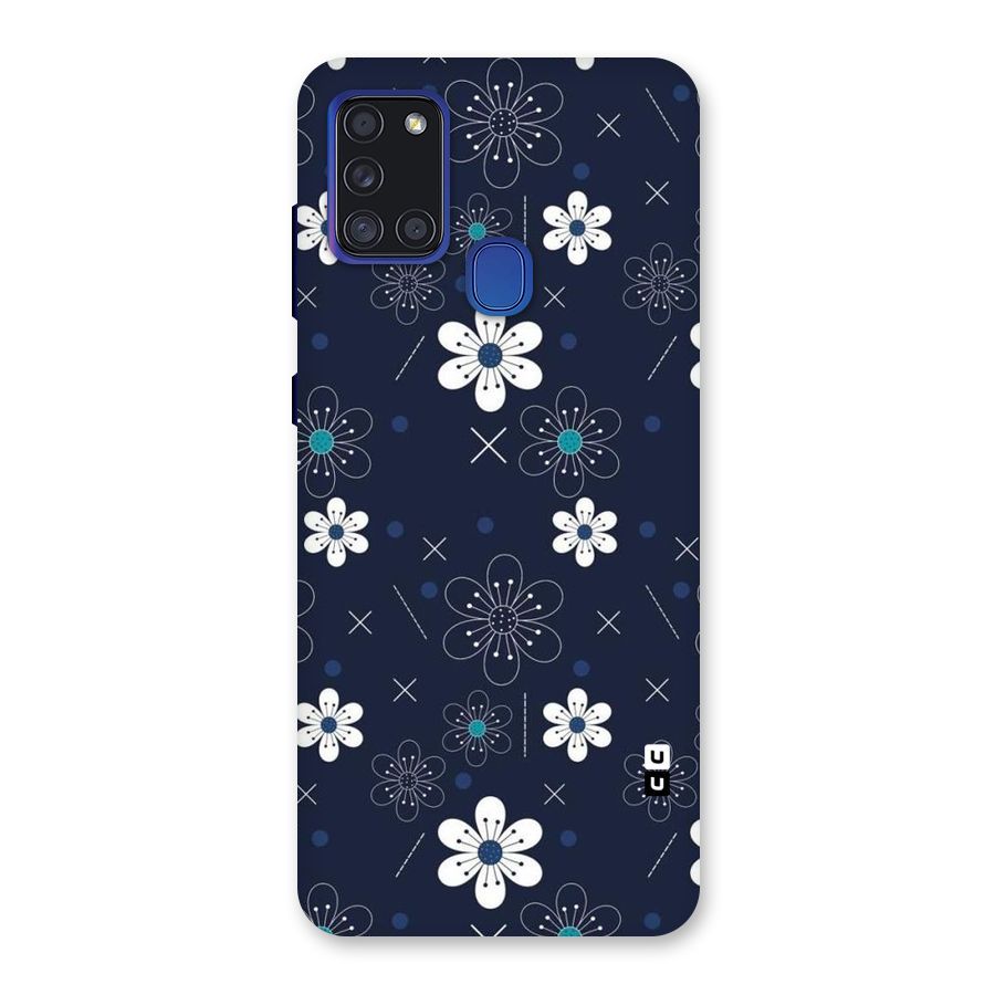 White Floral Shapes Back Case for Galaxy A21s