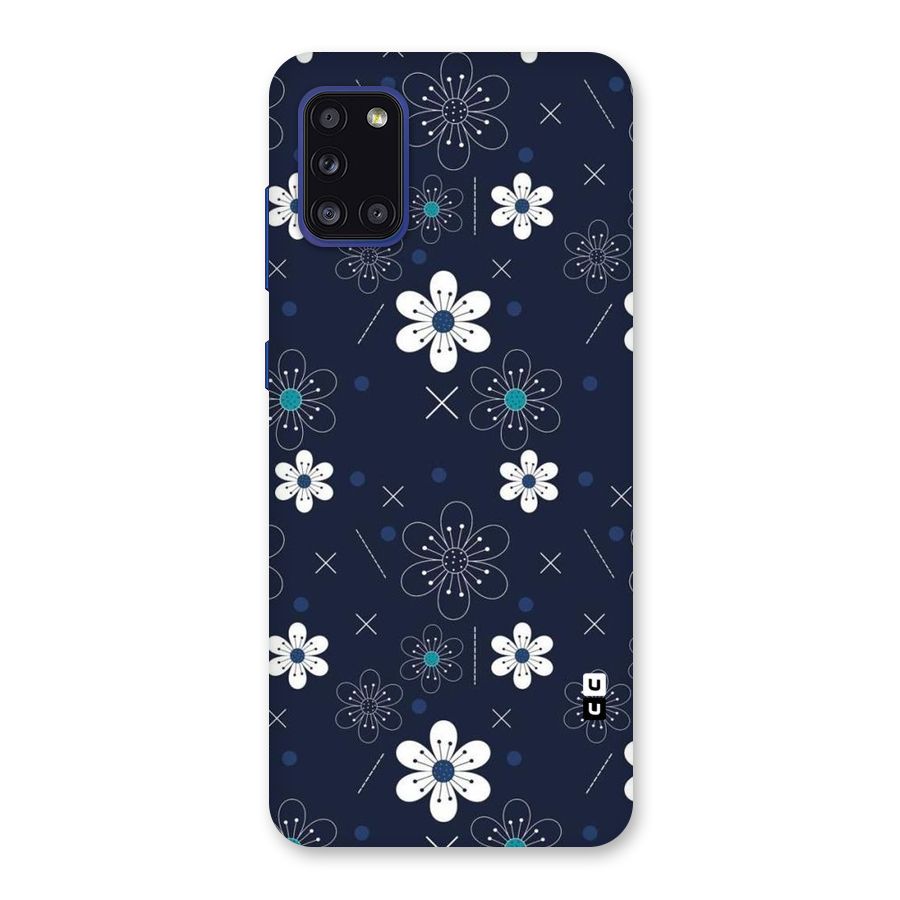 White Floral Shapes Back Case for Galaxy A31
