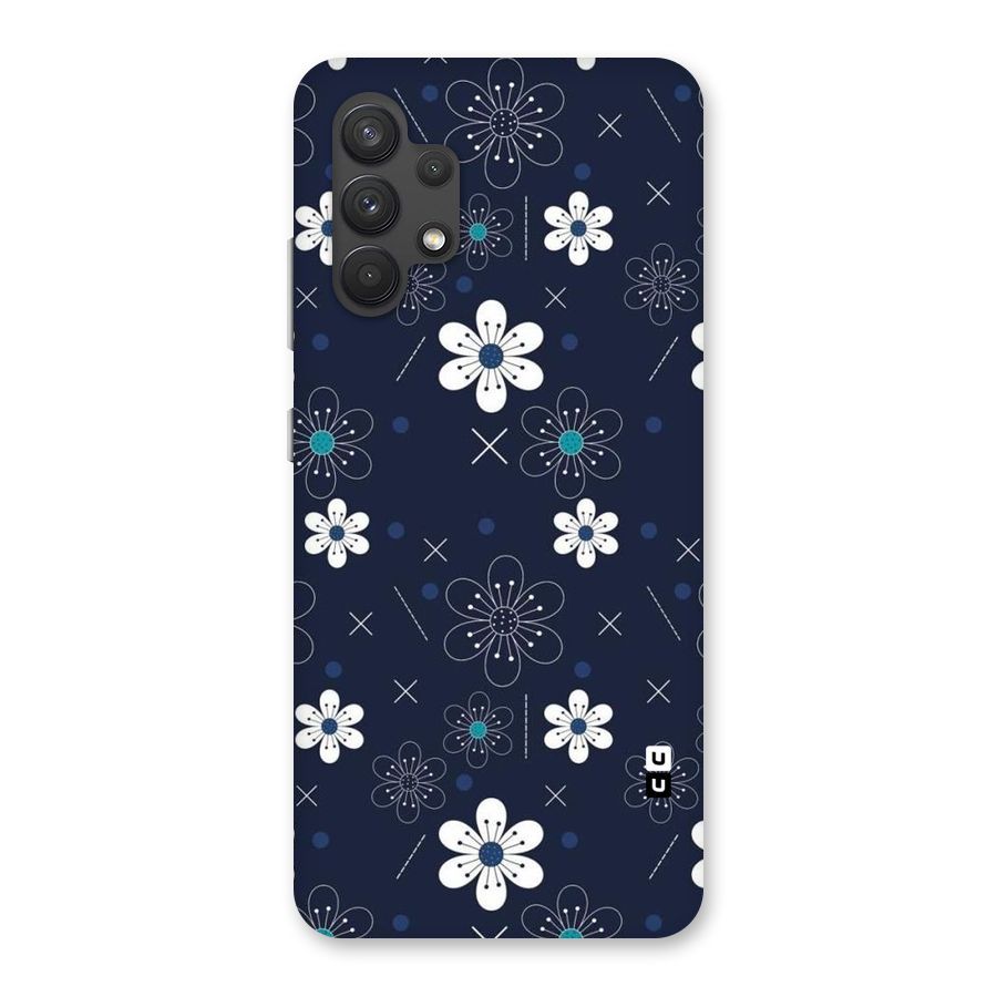 White Floral Shapes Back Case for Galaxy A32