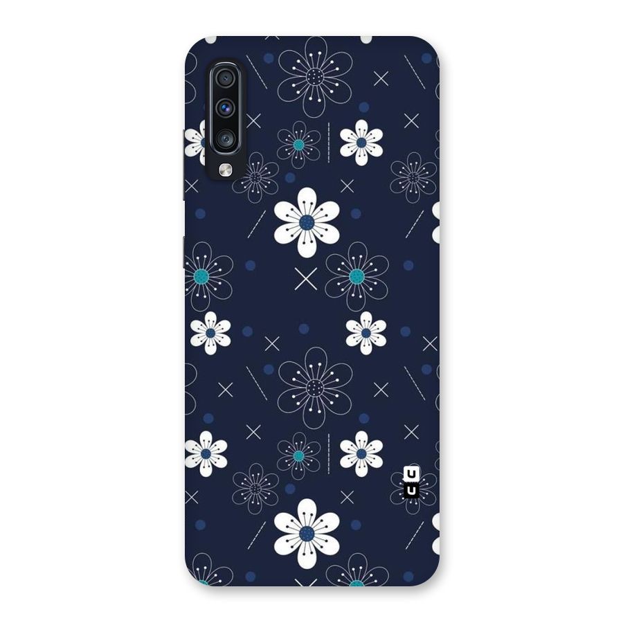 White Floral Shapes Back Case for Galaxy A70