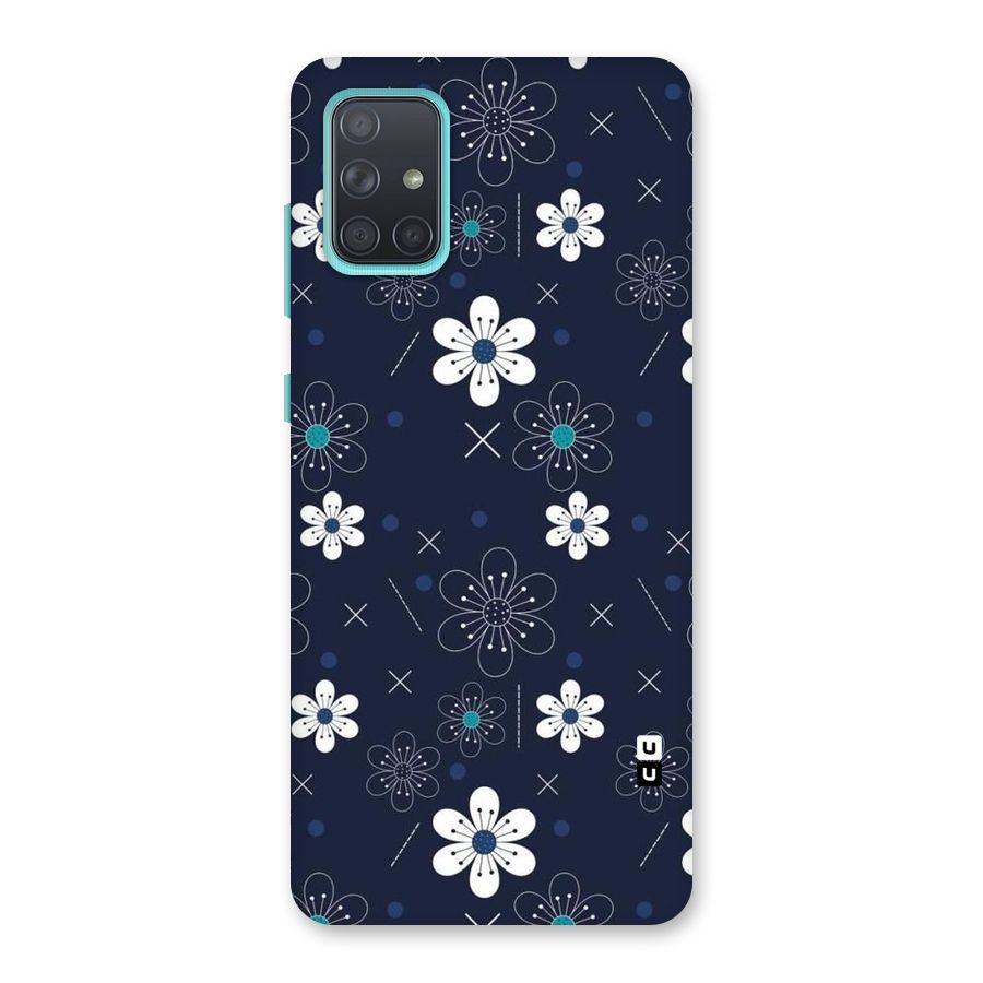 White Floral Shapes Back Case for Galaxy A71