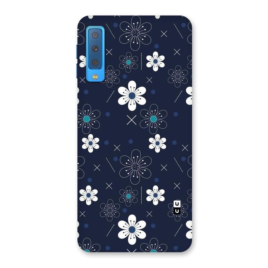 White Floral Shapes Back Case for Galaxy A7 (2018)