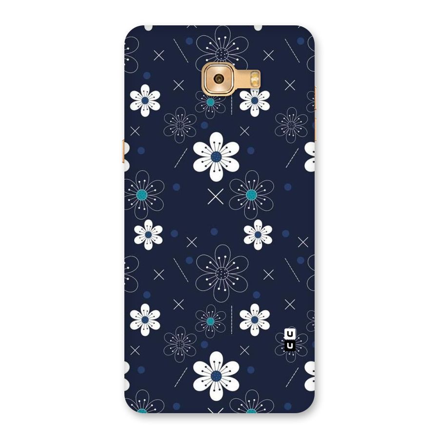 White Floral Shapes Back Case for Galaxy C9 Pro