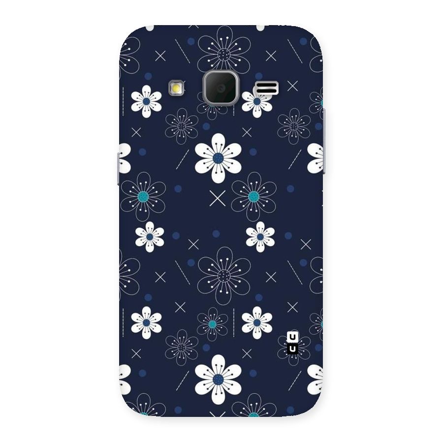 White Floral Shapes Back Case for Galaxy Core Prime