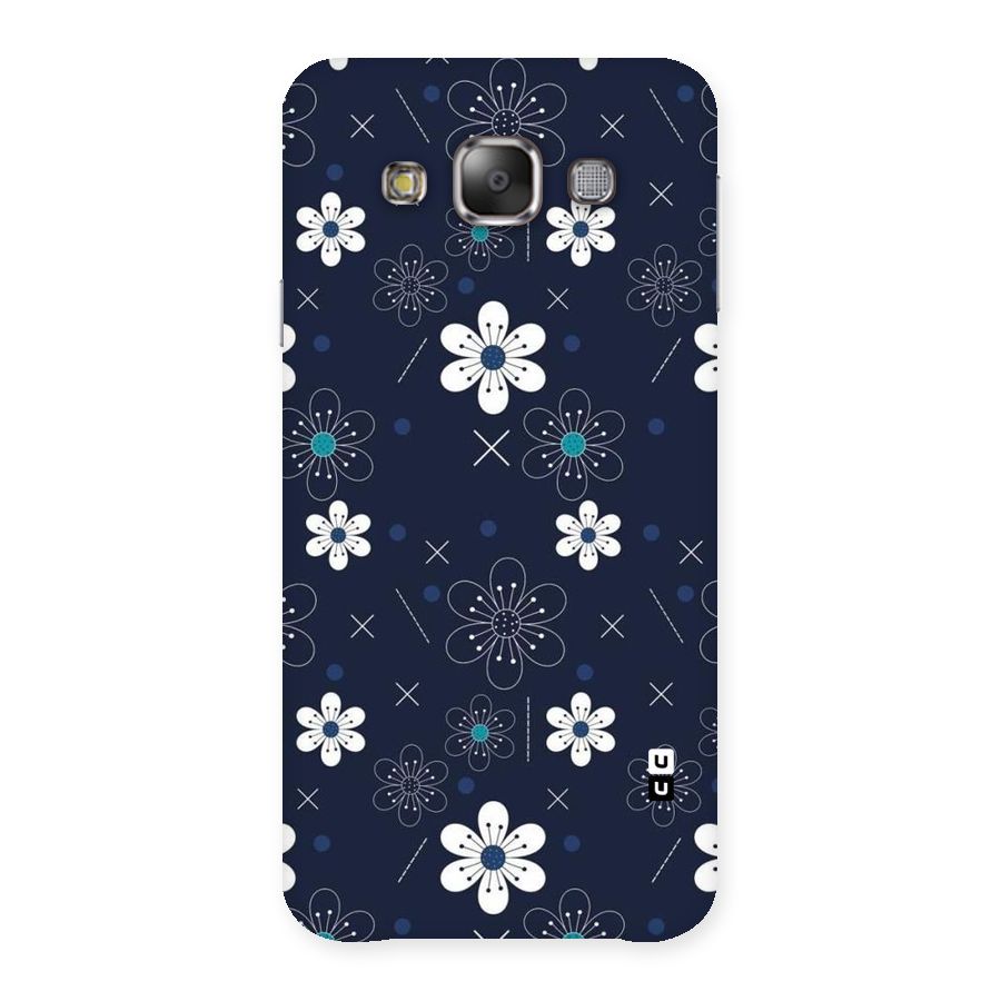 White Floral Shapes Back Case for Galaxy E7