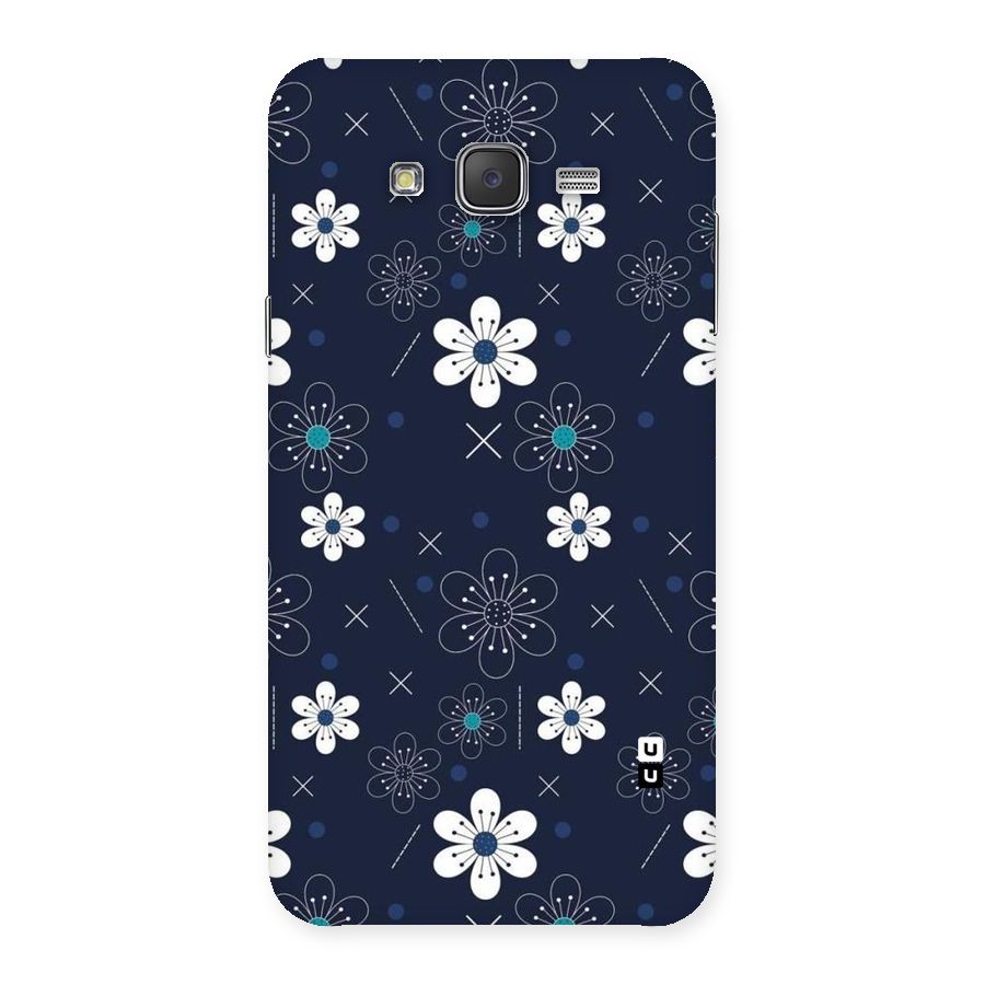 White Floral Shapes Back Case for Galaxy J7