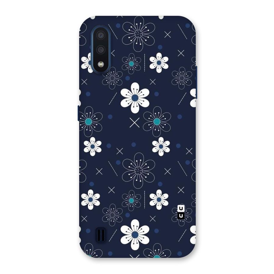 White Floral Shapes Back Case for Galaxy M01