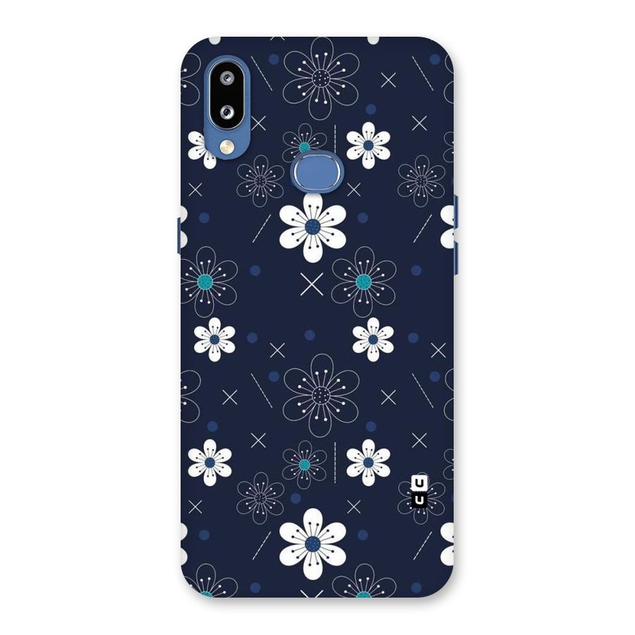 White Floral Shapes Back Case for Galaxy M01s