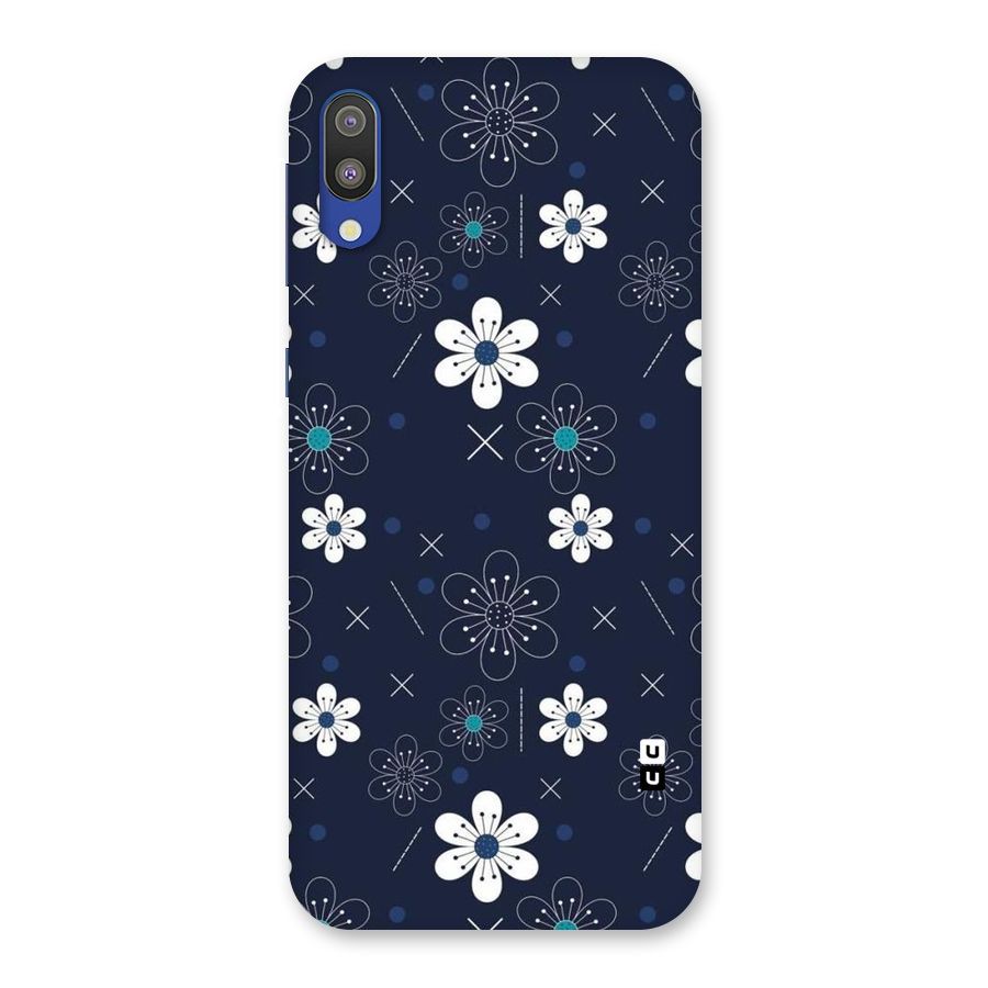 White Floral Shapes Back Case for Galaxy M10