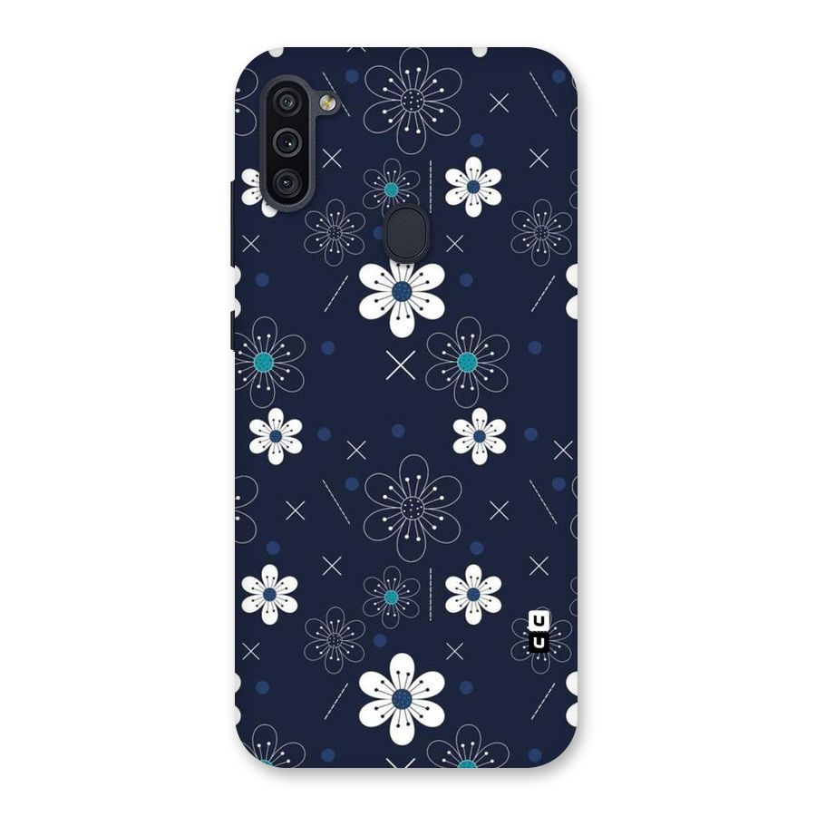 White Floral Shapes Back Case for Galaxy M11