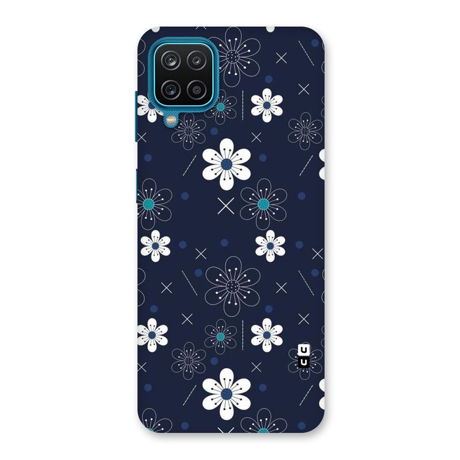 White Floral Shapes Back Case for Galaxy M12