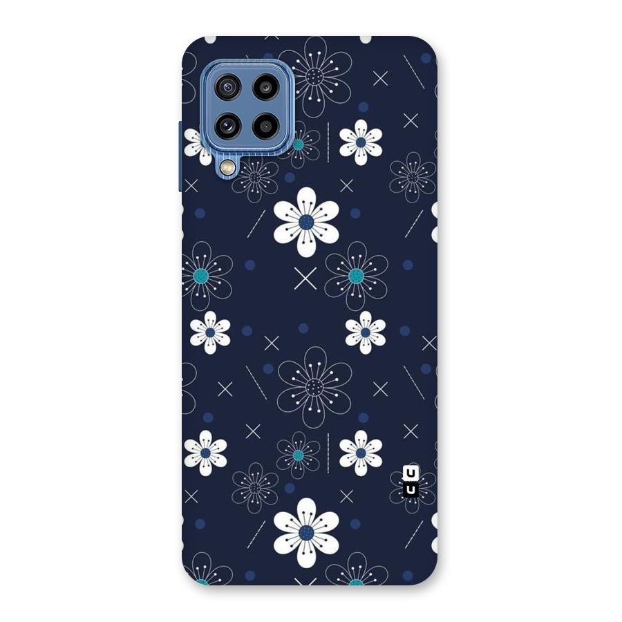 White Floral Shapes Back Case for Galaxy M32