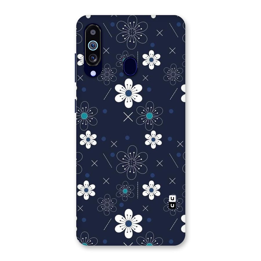 White Floral Shapes Back Case for Galaxy M40