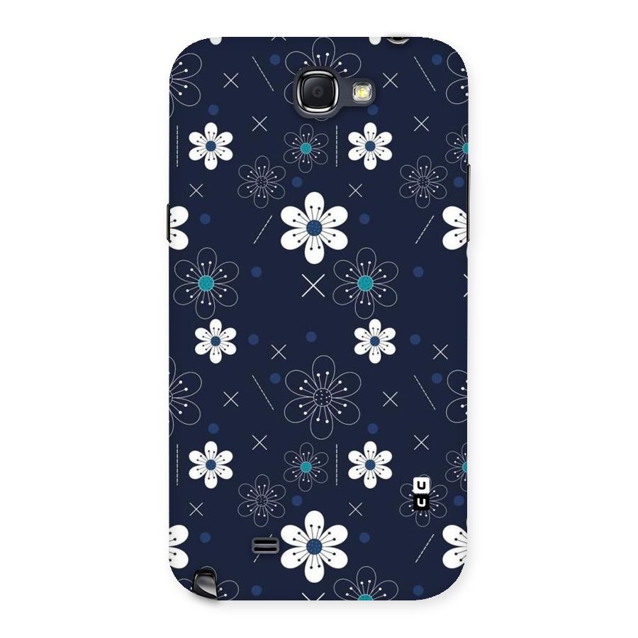 White Floral Shapes Back Case for Galaxy Note 2