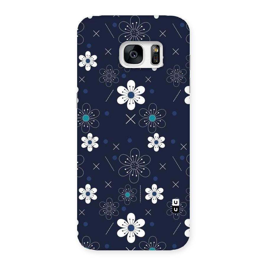 White Floral Shapes Back Case for Galaxy S7 Edge