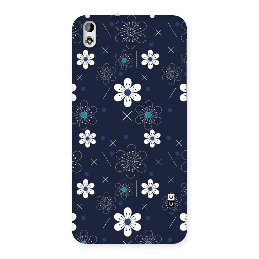 White Floral Shapes Back Case for HTC Desire 816g