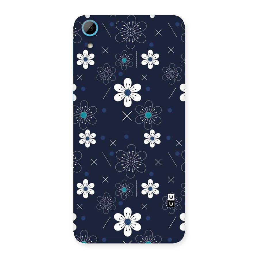 White Floral Shapes Back Case for HTC Desire 826