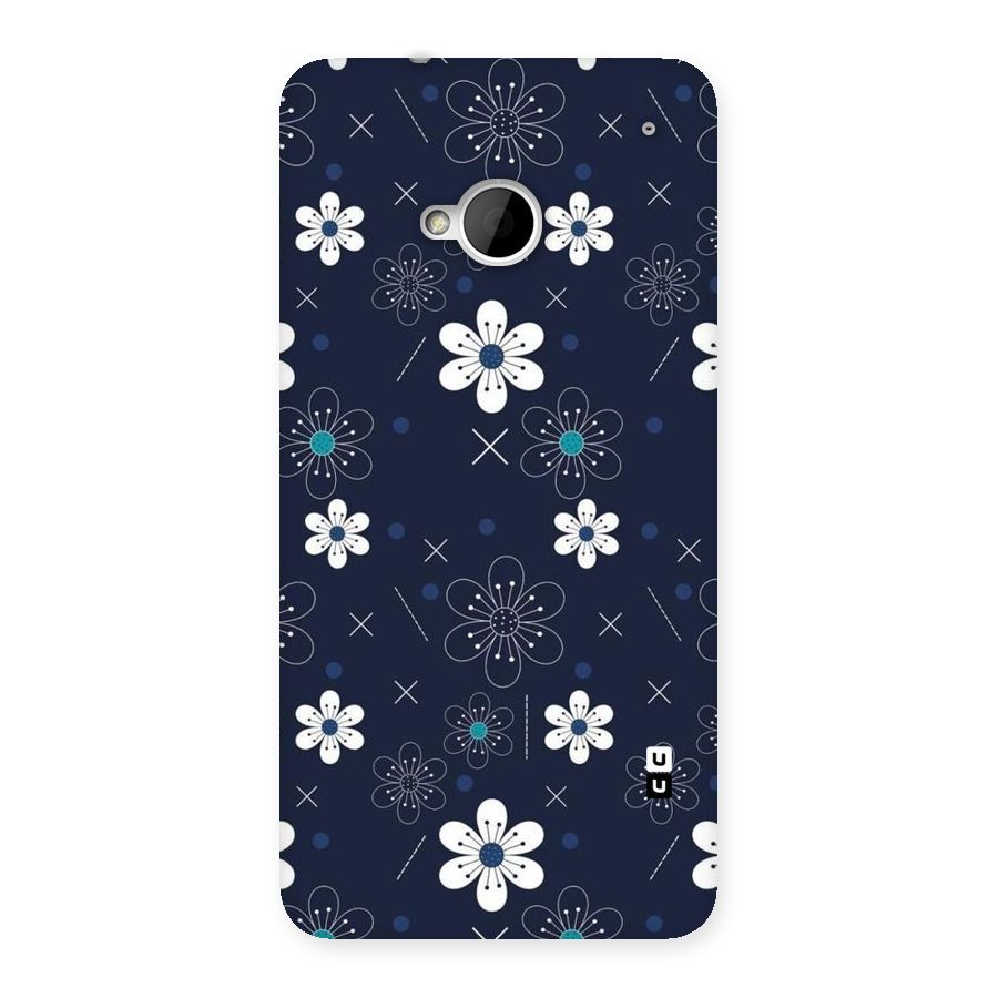 White Floral Shapes Back Case for HTC One M7