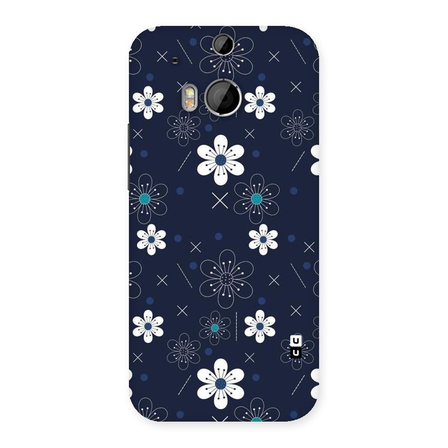 White Floral Shapes Back Case for HTC One M8