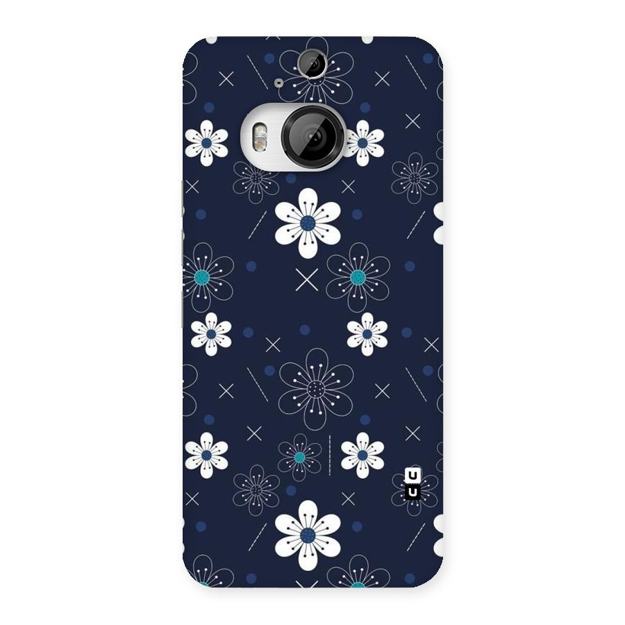 White Floral Shapes Back Case for HTC One M9 Plus