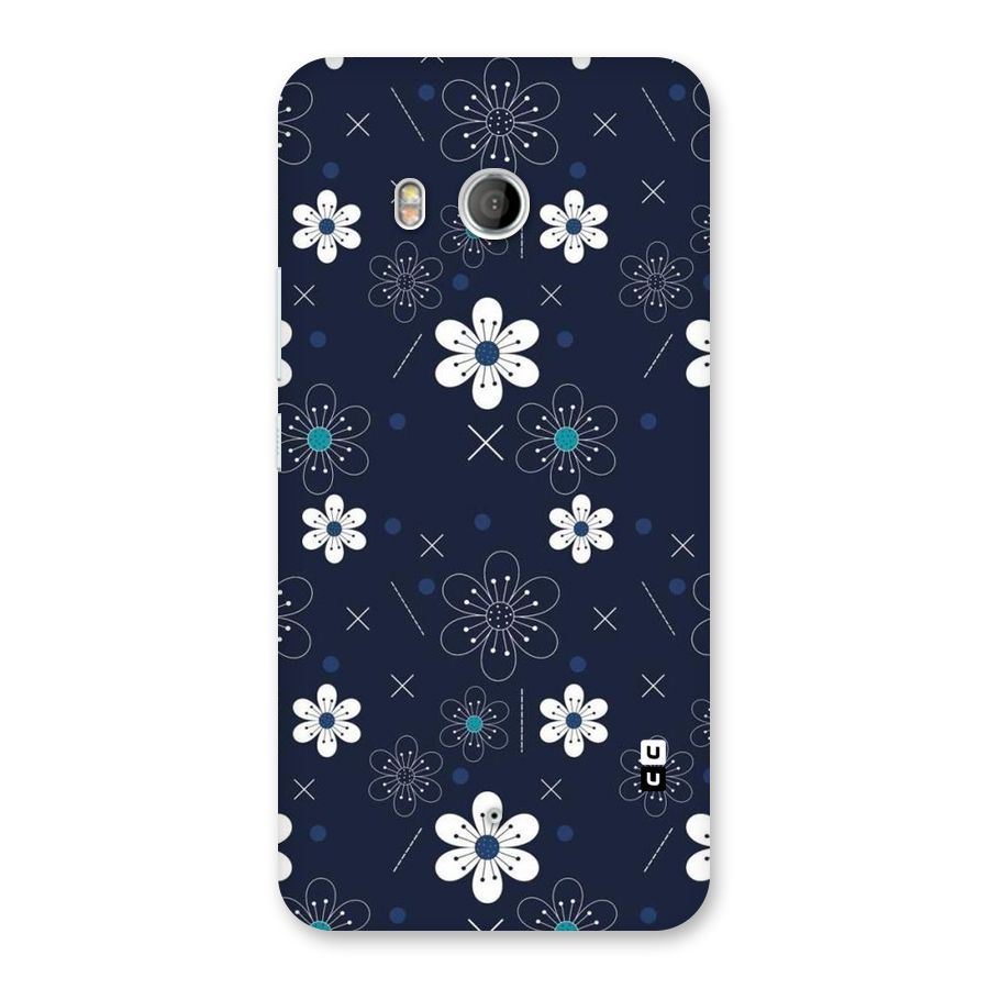 White Floral Shapes Back Case for HTC U11