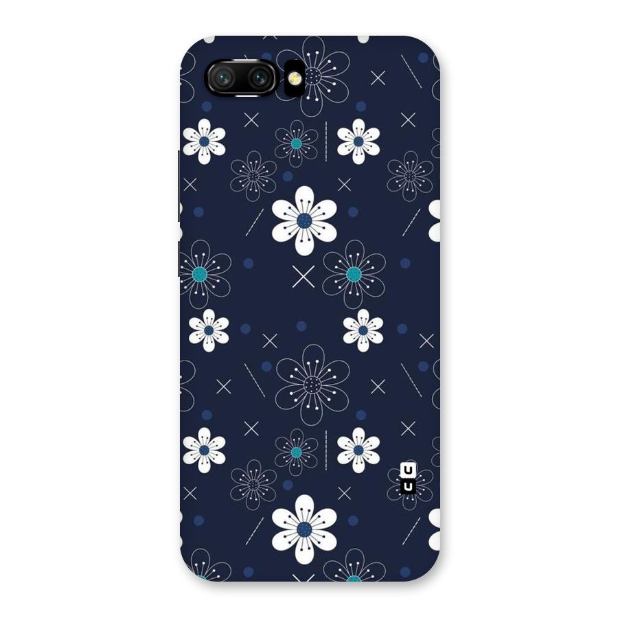 White Floral Shapes Back Case for Honor 10