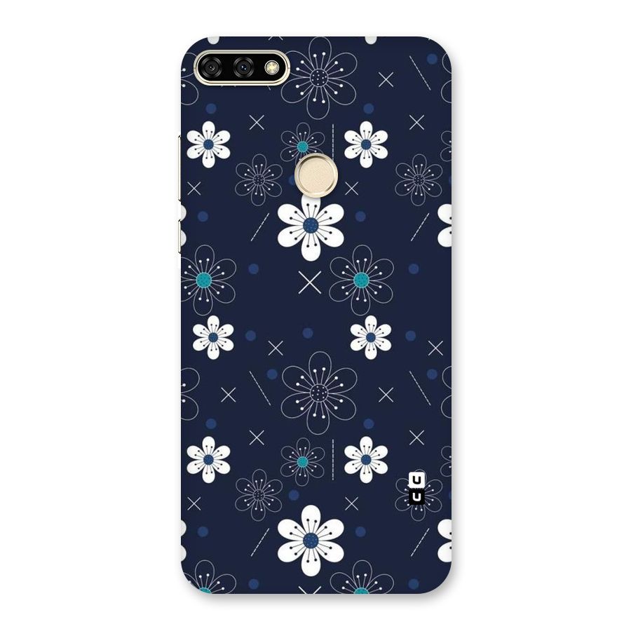 White Floral Shapes Back Case for Honor 7A