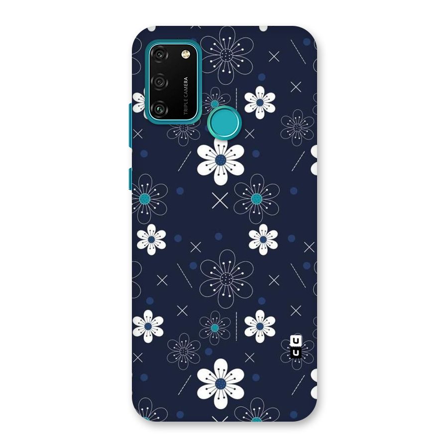 White Floral Shapes Back Case for Honor 9A