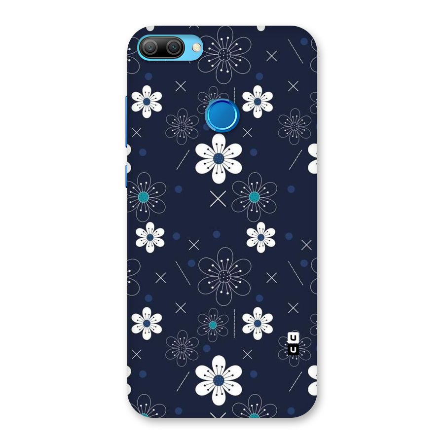 White Floral Shapes Back Case for Honor 9N