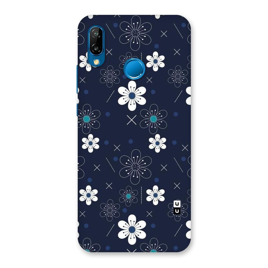 White Floral Shapes Back Case for Huawei P20 Lite