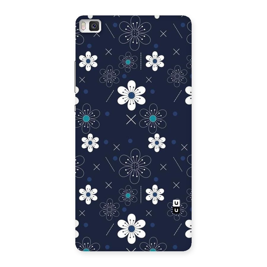 White Floral Shapes Back Case for Huawei P8