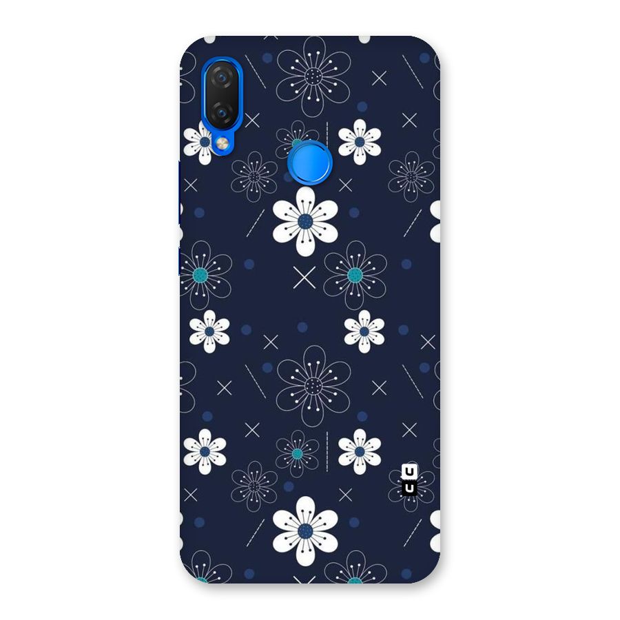 White Floral Shapes Back Case for Huawei P Smart+
