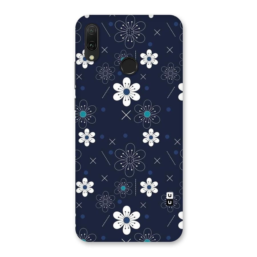 White Floral Shapes Back Case for Huawei Y9 (2019)