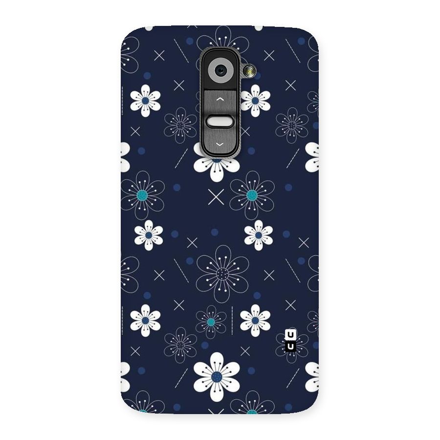 White Floral Shapes Back Case for LG G2