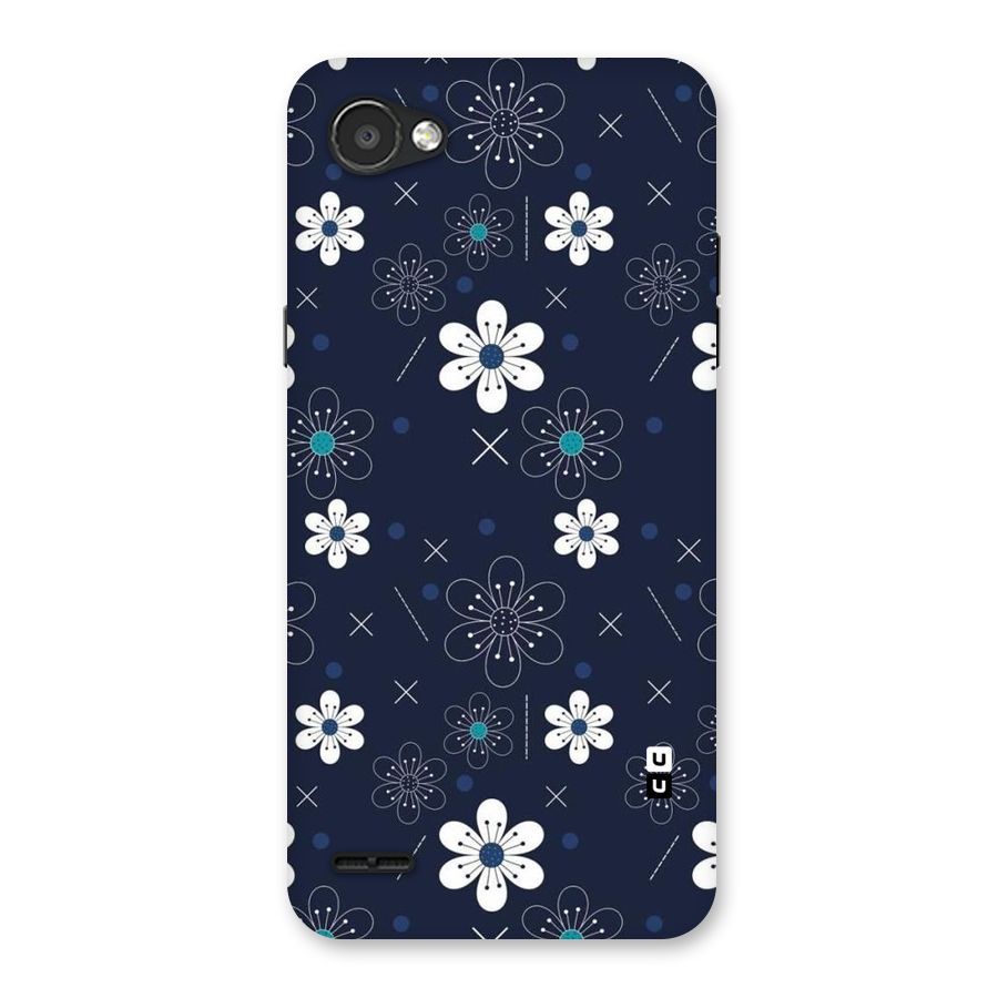White Floral Shapes Back Case for LG Q6