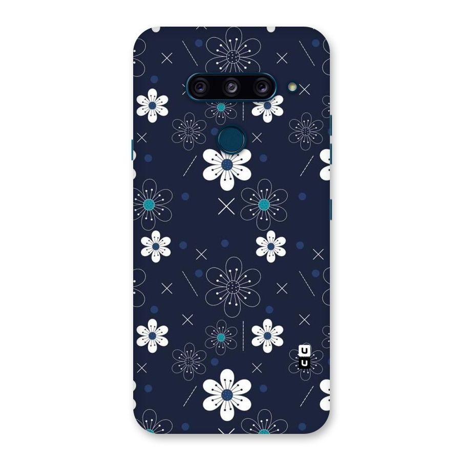 White Floral Shapes Back Case for LG  V40 ThinQ